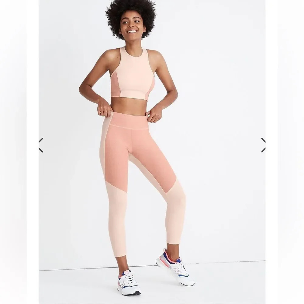Madewell X Outdoor Voices® 3/4 Warmup Two Tone Pink Leggings Size Large